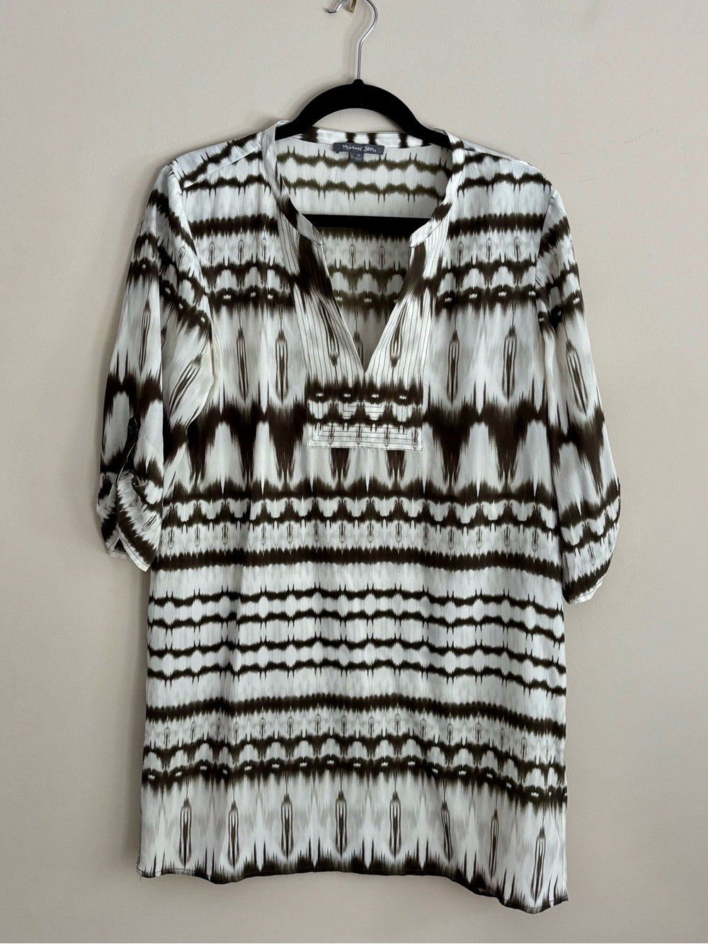 100% Silk Michael Stars Ikat Tunic Dress - M